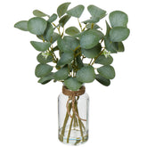 Briful Artificial Eucalyptus Stems in Glass Vase with Faux Water, 14" Fake Plant Eucalyptus Leaves for Home Office Farmhouse Wedding Centerpiece Décor image 0